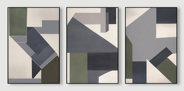 Modello di arte grigio geometrico astratto stile Boho