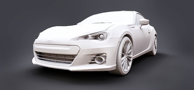 Modello di auto sportiva compatta in plastica opaca. Coupé per auto da città. Auto sportiva giovanile. illustrazione 3D.