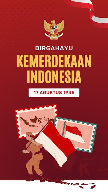 Modello di backgrounder per il giorno dell'indipendenza dell'Indonesia piatto vettoriale