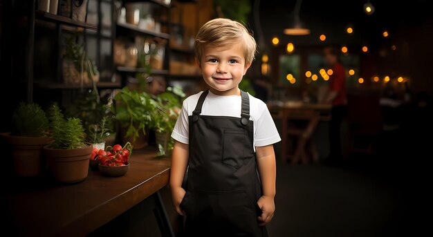 Modello di bambino con il grembiule nero