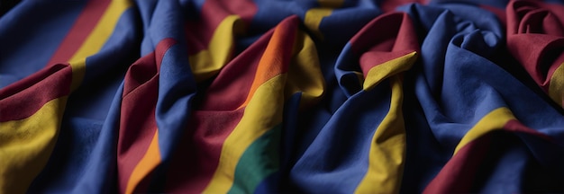Modello di bandiera arcobaleno sulla trama del tessuto per l'orgoglio LGBT per il giorno della memoria e del transgender transgender