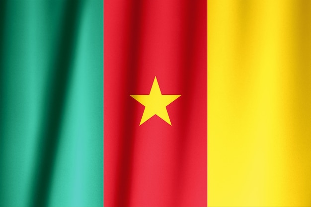 Modello di bandiera del Camerun sulla trama del tessuto