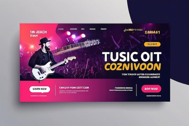 Modello di banner di concerto musicale dal vivo per volantini e banner web sui social media