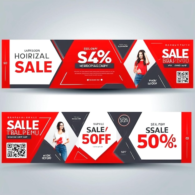 Modello di banner di vendita orizzontale vettoriale