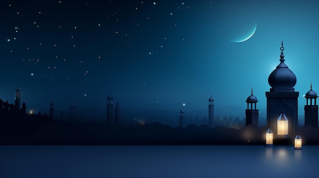 Modello di banner fotografico gratuito per l'eid night come saluto festivo