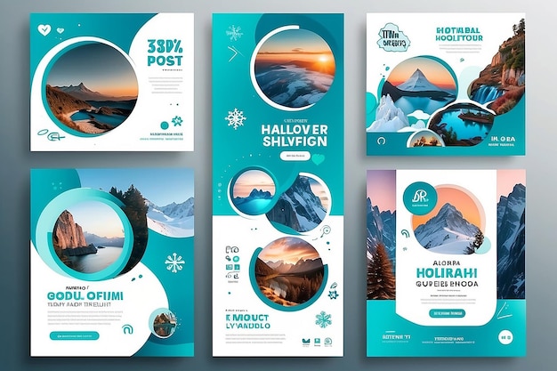 Modello di banner per i social media delle vacanze di viaggio