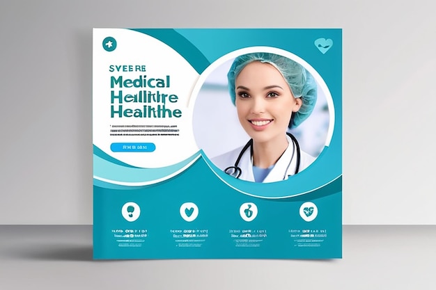 Modello di banner per i social media per la sanità medica Modello di flyer quadrato
