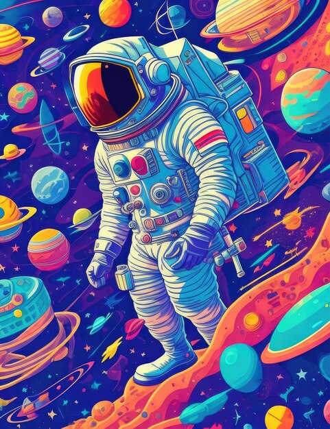 Modello di banner spaziale nostalgico sfondo anni '80 anni '90 Illustrazione orizzontale