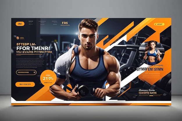 Modello di banner web per palestre e fitness