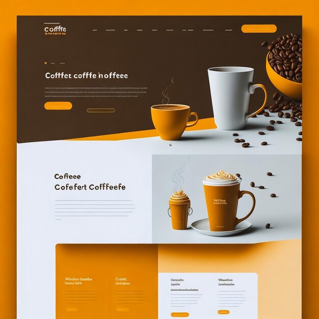 modello di biglietto da visita con sito web di progettazione della pagina di destinazione del caffè