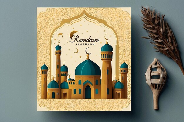 Modello di biglietto di auguri di Ramadan Kareem