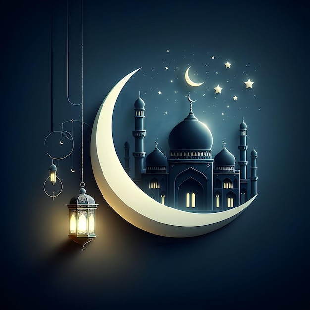 Modello di biglietto di auguri realistico per il Ramadan