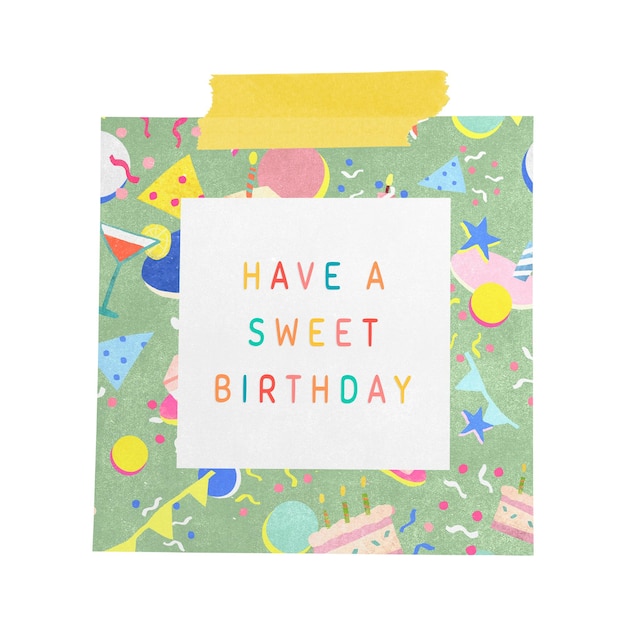Modello di biglietto di compleanno Png su sfondo trasparente