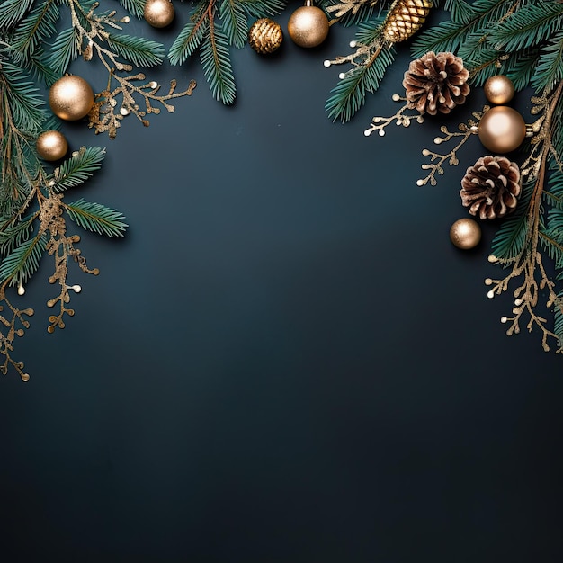 Modello di biglietto di Natale Moderna carta di auguri piatta con eleganti decorazioni natalizie e abeti