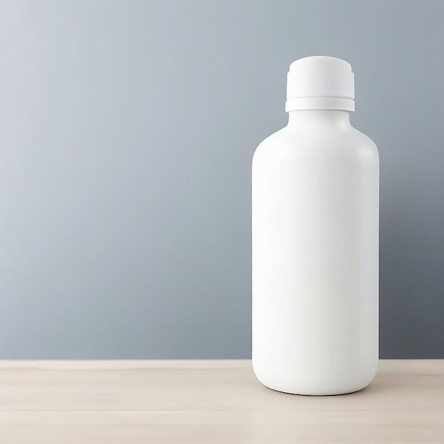 modello di bottiglia bianca per cosmetici shampoo e medicine con sfondo