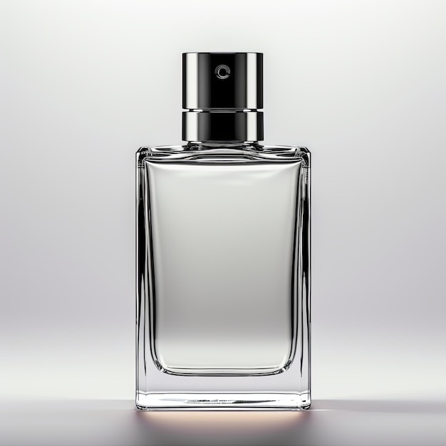 modello di bottiglia di profumo in una scena minimalista