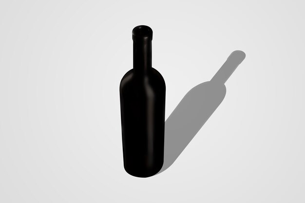 Modello di bottiglia di vino isolato su sfondo grigio morbido gray