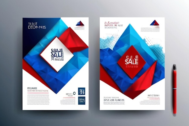 Modello di brochure Disegno della copertina Rapporto annuale Volantino della rivista in A4 con colore blu-rosso