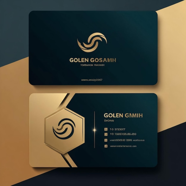 modello di business card con concetto d'oro carta geometrica moderna nera