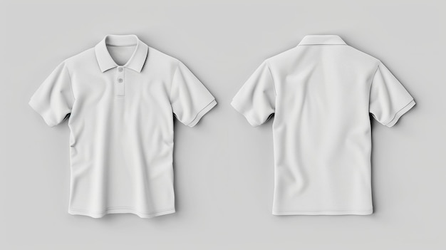Modello di camicia polo bianca vuota vista anteriore e posteriore isolata per la presentazione di design di moda