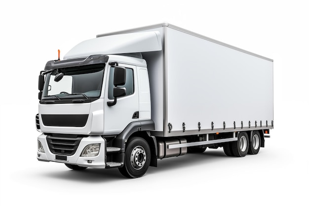 Modello di camion contenitore per la pubblicità Isolato su sfondo bianco