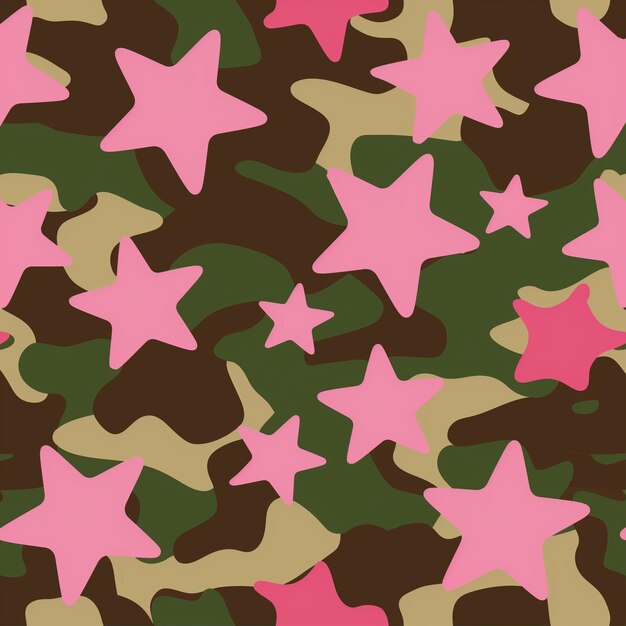 modello di camuffamento con stelle rosa su uno sfondo marrone generativo ai
