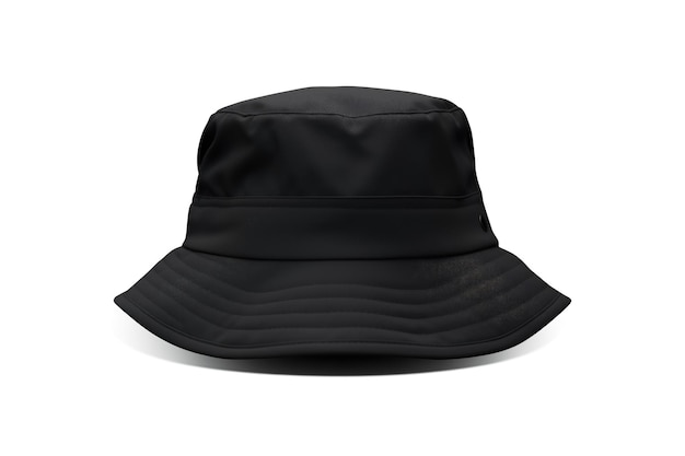 modello di cappello a secchio nero su sfondo bianco
