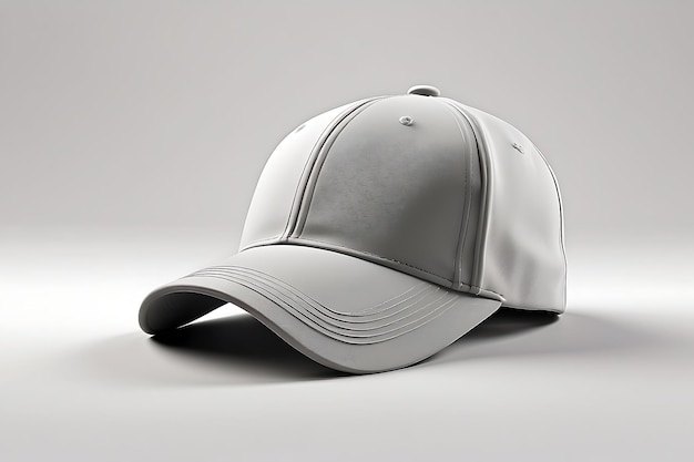 Modello di cappello da baseball bianco su sfondo bianco rendering 3D