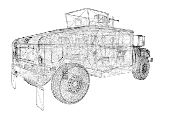 Modello di carro armato militare, struttura del corpo, modello di filo