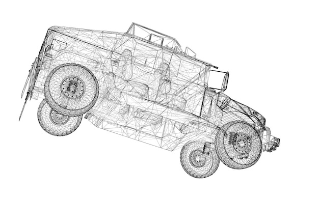 Modello di carro armato militare, struttura del corpo, modello di filo