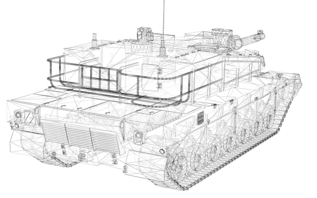 Modello di carro armato militare, struttura del corpo, modello di filo