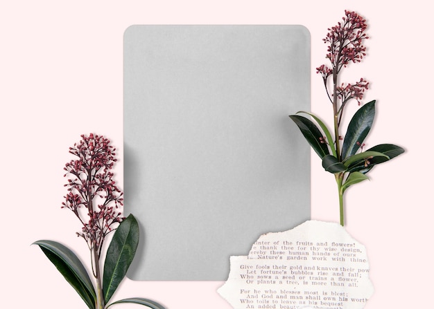 Modello di carta d'invito PNG con elementi di collage trasparenti a pianta piatta