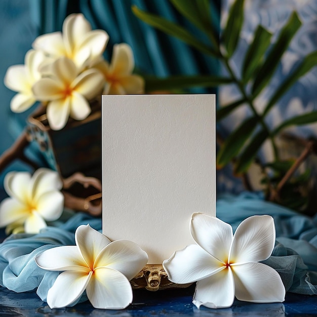 Modello di carta del numero del tavolo di nozze con un arrangiamento floreale