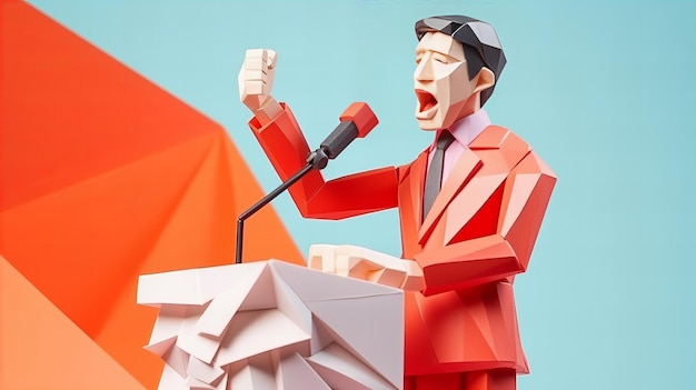 Modello di carta origami di un politico