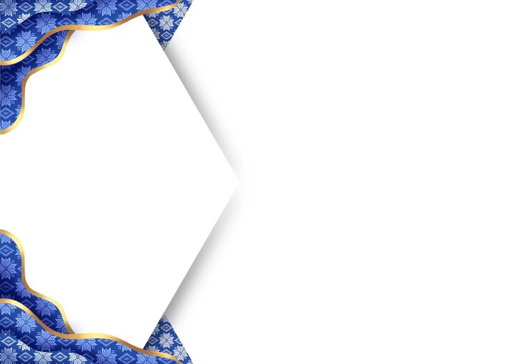 Modello di certificato a sfondo blu dorato con motivo tradizionale di stoffa songket del Sumatra meridionale