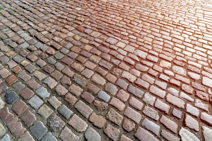 Modello di ciottoli tedeschi antichi nella città del centro