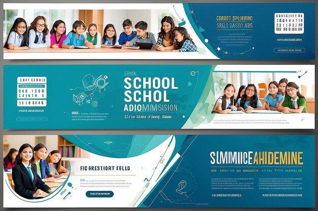 Modello di copertina e banner web per l'ammissione all'istruzione scolastica modificabile