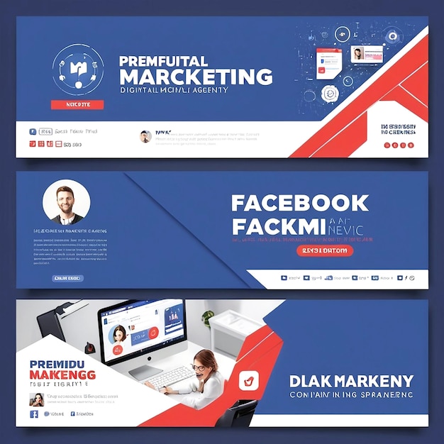 Modello di copertina Facebook e banner web dell'agenzia di marketing digitale