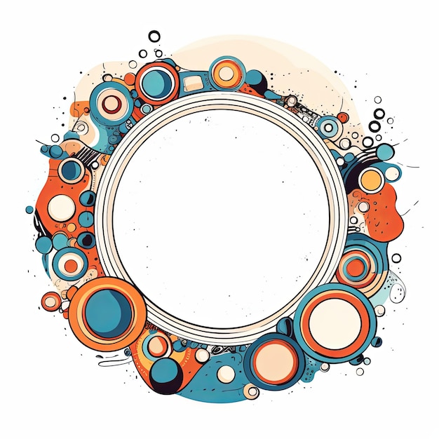 modello di cornice a cerchio piatto stile vettoriale arte digitale sfondo bianco