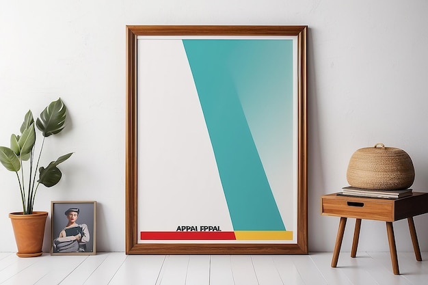 Modello di cornice di poster retro senza tempo su sfondo bianco