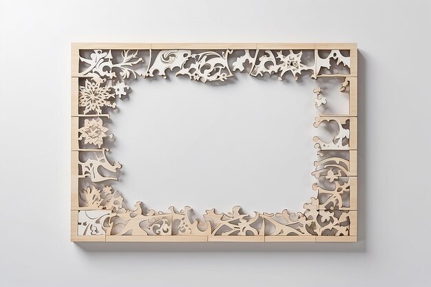 Modello di cornice di puzzle in legno tagliato con laser