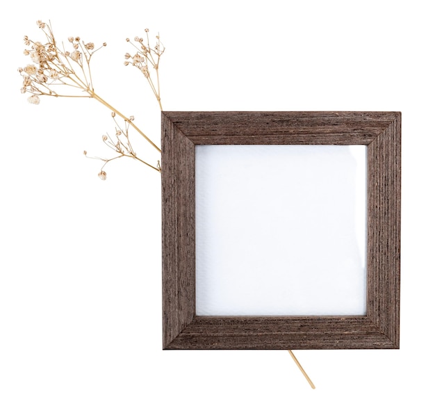 Modello di cornice in legno png con fiore asciutto estetico