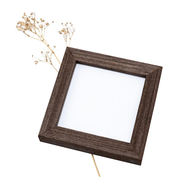 Modello di cornice in legno png con fiore asciutto estetico