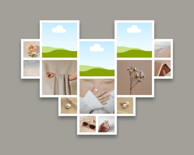 Modello di cornici per collage di foto per l'interior design