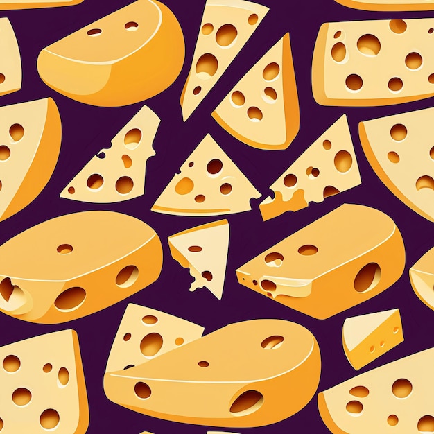 modello di cucitura con fette di formaggio su uno sfondo viola