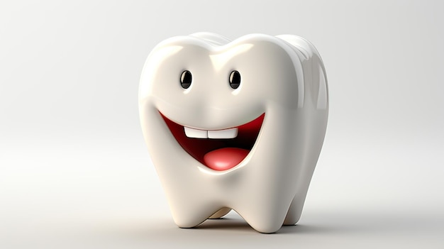 modello di dente felice su isolato su sfondo bianco