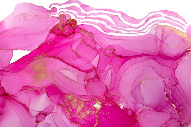 Modello di disegno dell'insegna dell'onda magenta rosa e oro dell'opera d'arte