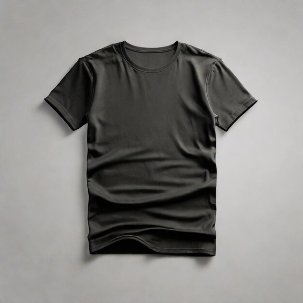 Modello di disegno di maglietta nera vuota per pubblicità Uomini Isolati a maniche corte Indossare davanti