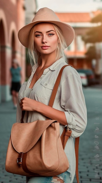 Modello di donna con borsa