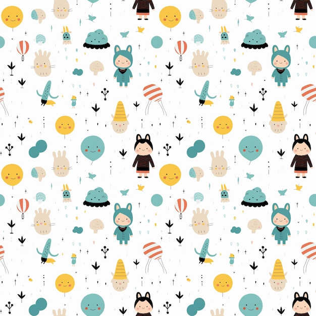 Modello di Doodle Minimal per bambini senza cuciture